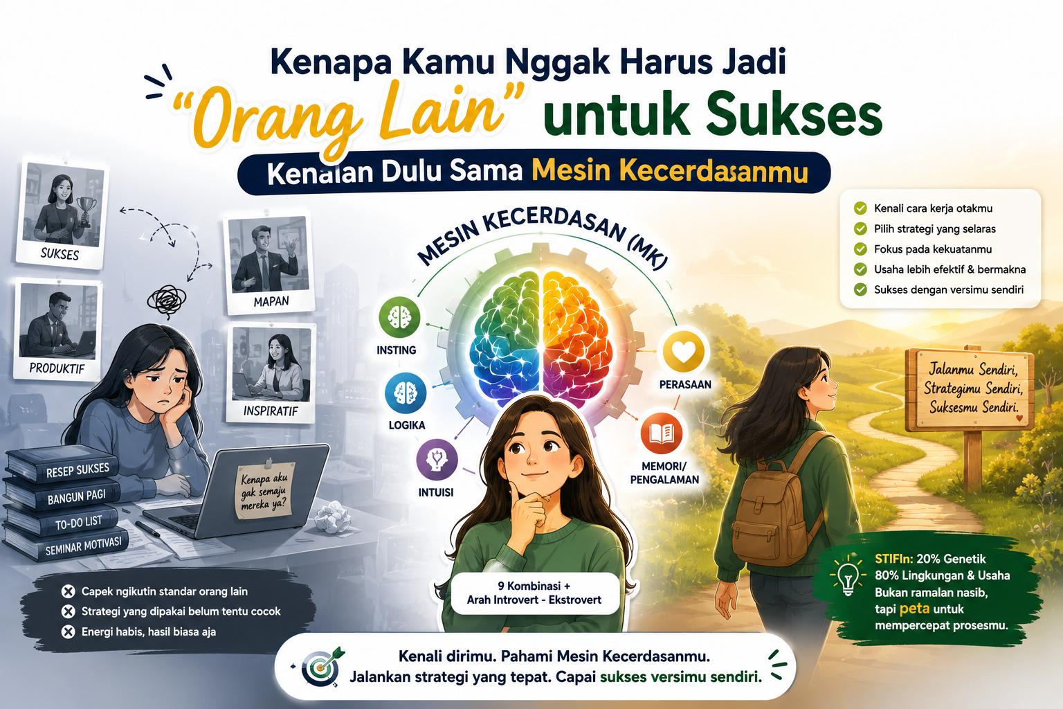 Kenapa Kamu Nggak Harus Jadi “Orang Lain” untuk Sukses (Kenalan Dulu Sama Mesin Kecerdasanmu)